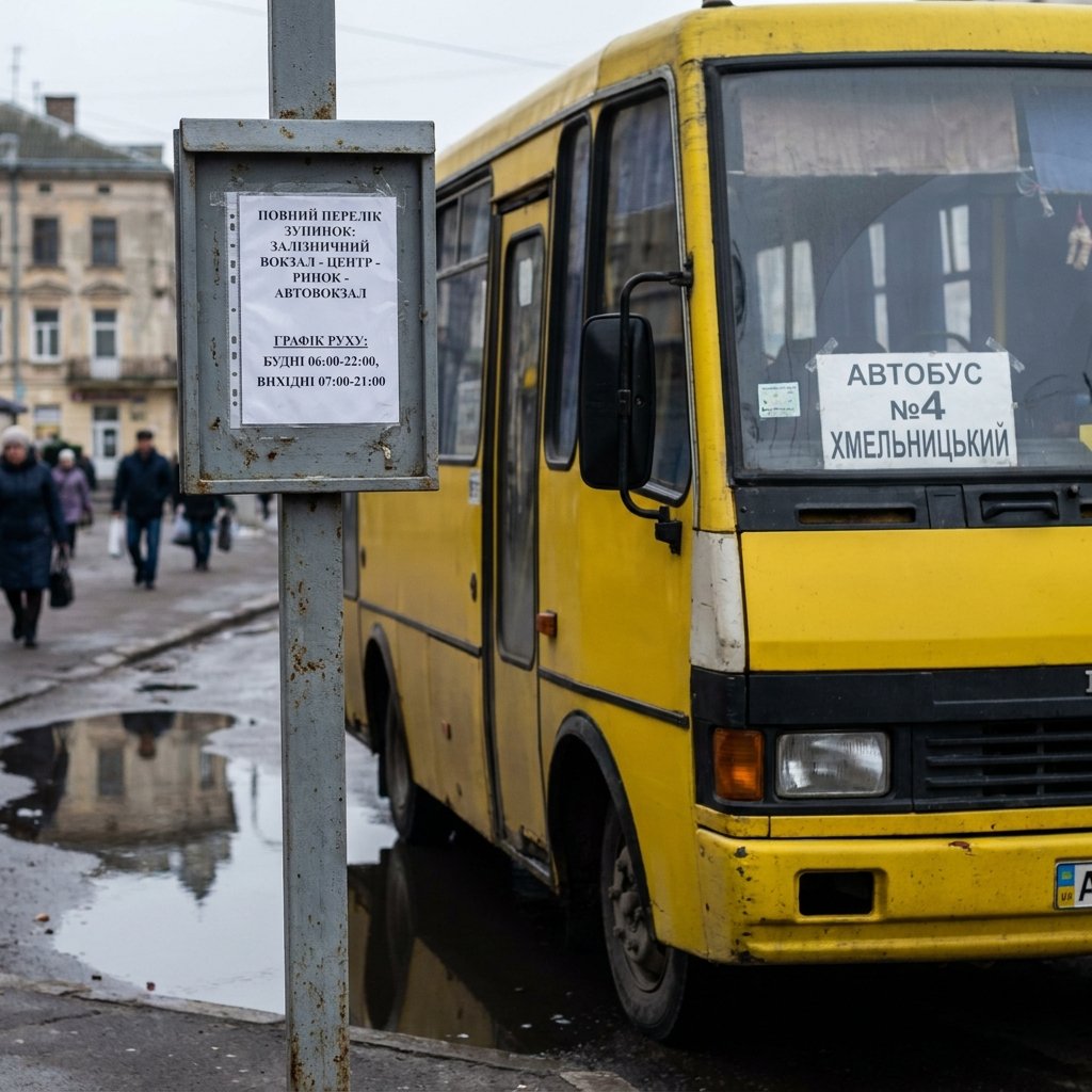 Автобус №4 Хмельницький: повний перелік зупинок та графік у будні й вихідні