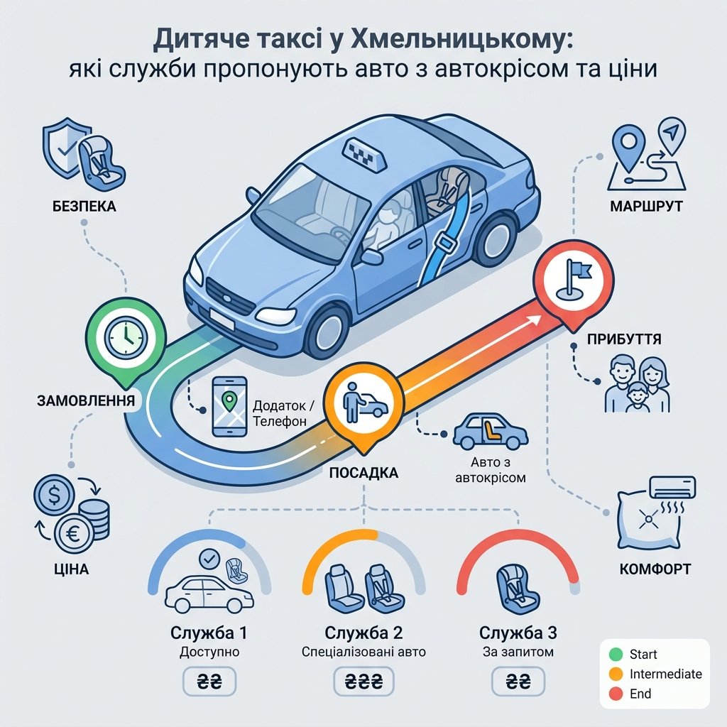 Дитяче таксі у Хмельницькому: які служби пропонують авто з автокрісом та ціни