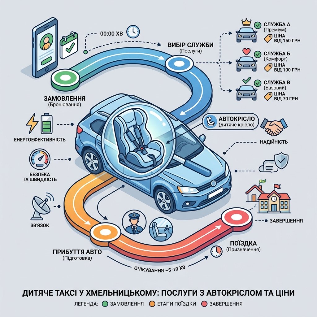 Дитяче таксі у Хмельницькому: які служби пропонують авто з автокрісом та ціни