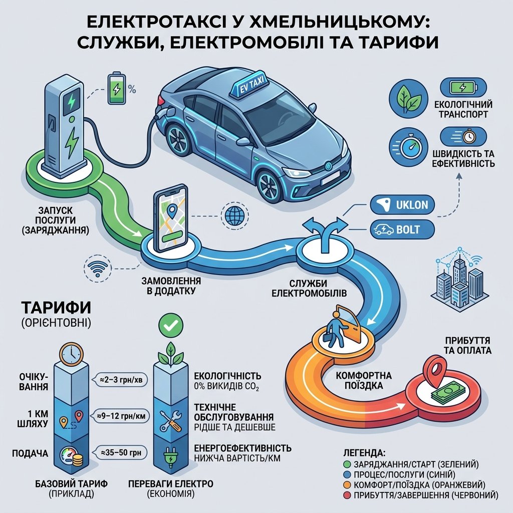 Електротаксі у Хмельницькому: які служби використовують електромобілі та які тарифи