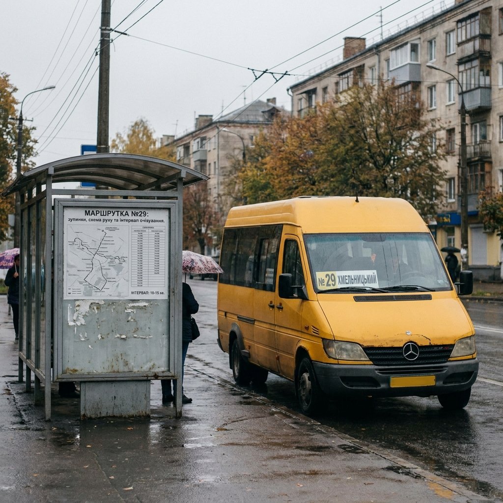 Маршрутка №29 Хмельницький: зупинки, схема руху та інтервал очікування