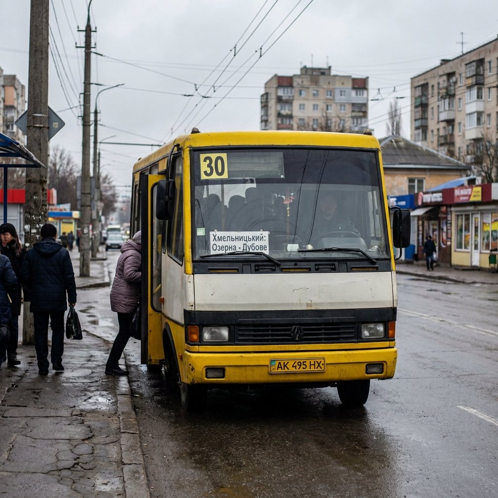 Маршрутка №30 Хмельницький: повний маршрут від Озерної до Дубового