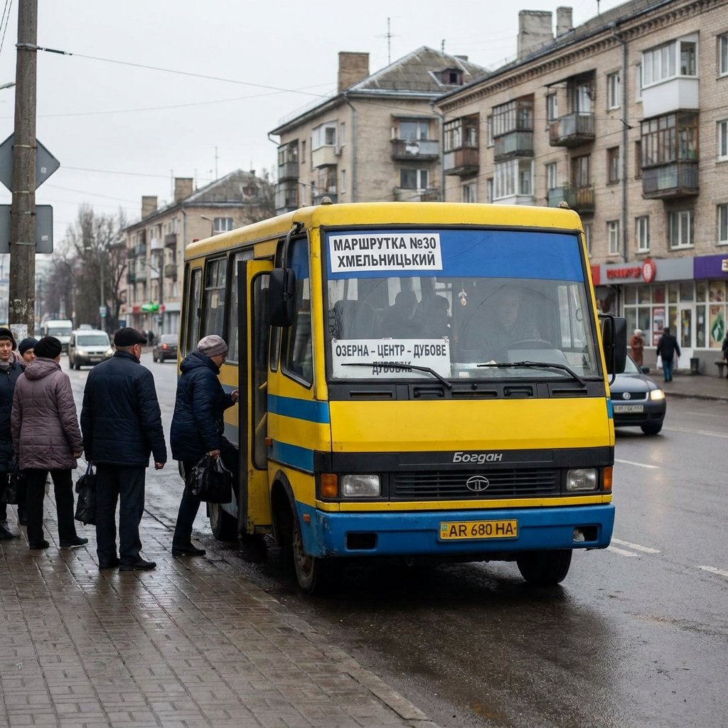 Маршрутка №30 Хмельницький: повний маршрут від Озерної до Дубового