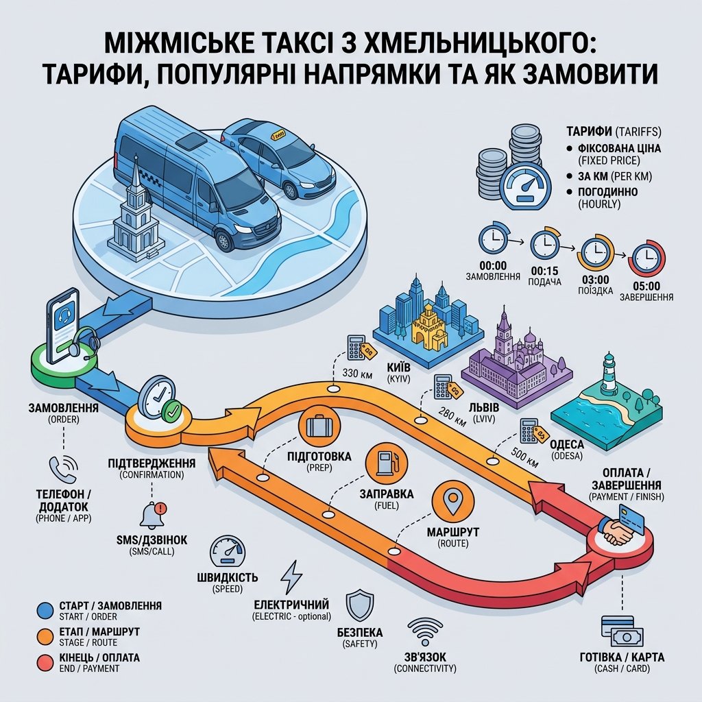 Міжміське таксі з Хмельницького: тарифи, популярні напрямки та як замовити
