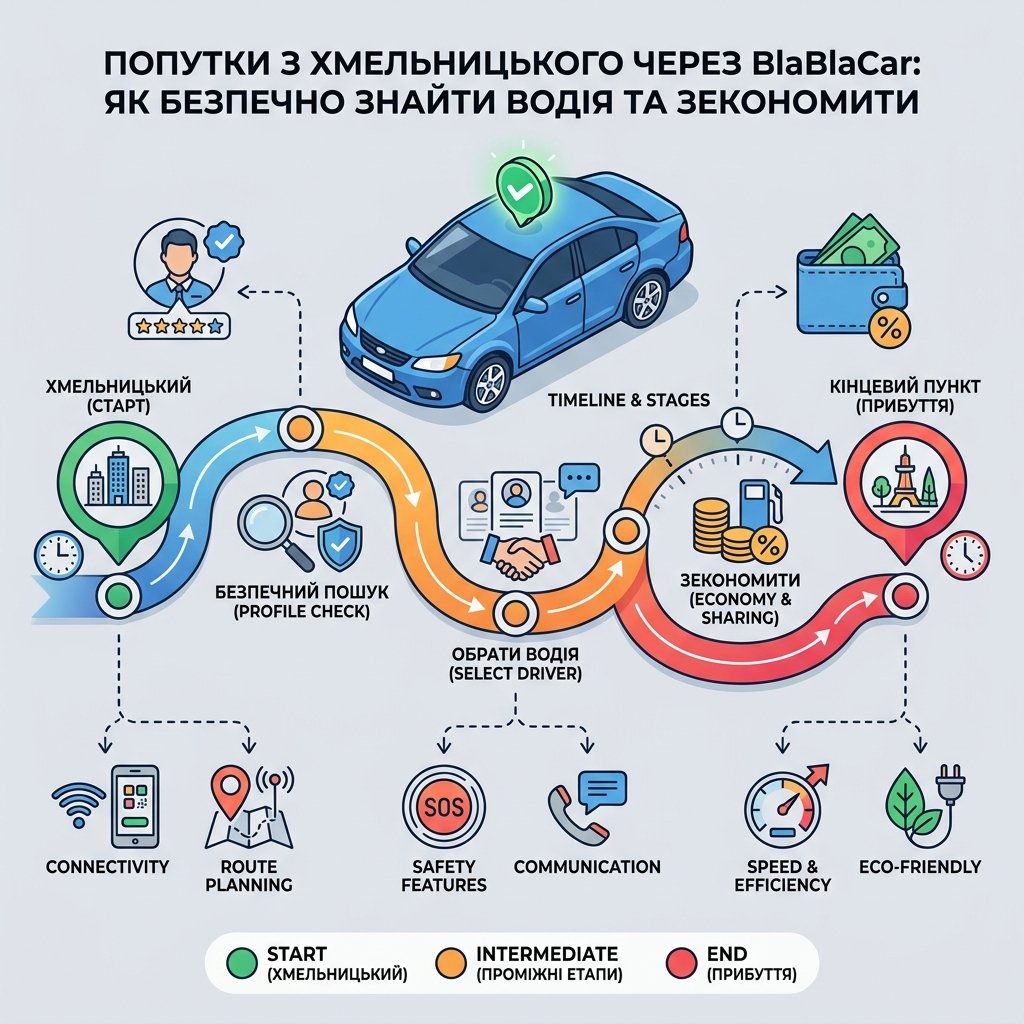 Попутки з Хмельницького через BlaBlaCar: як безпечно знайти водія та зекономити