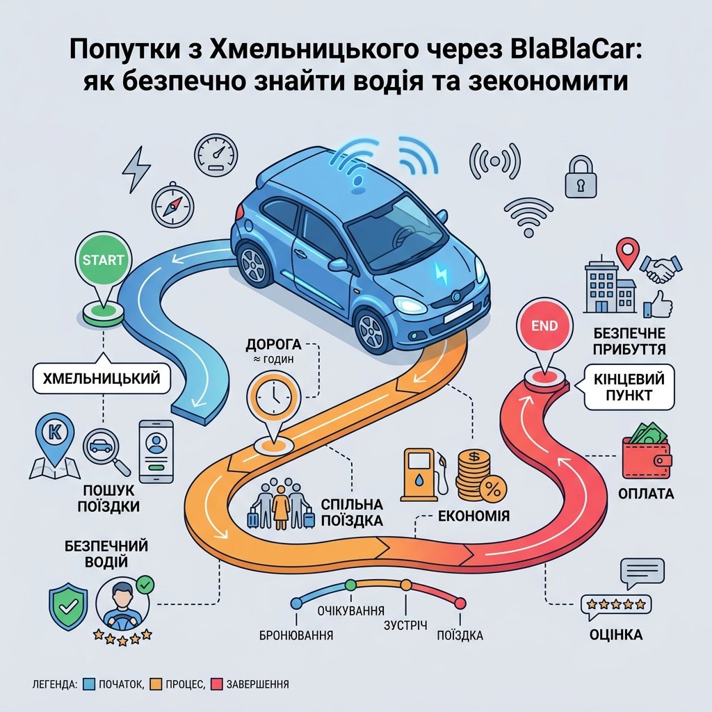 Попутки з Хмельницького через BlaBlaCar: як безпечно знайти водія та зекономити