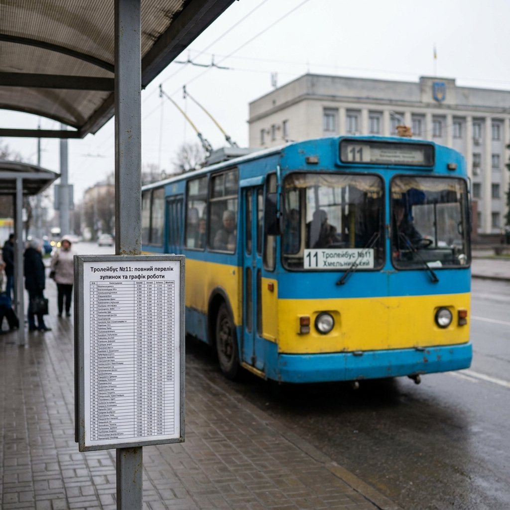 Тролейбус №11 Хмельницький: повний перелік зупинок та графік роботи