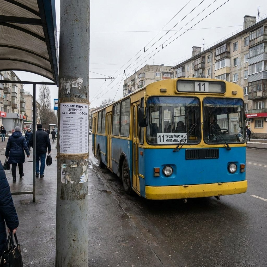 Тролейбус №11 Хмельницький: повний перелік зупинок та графік роботи