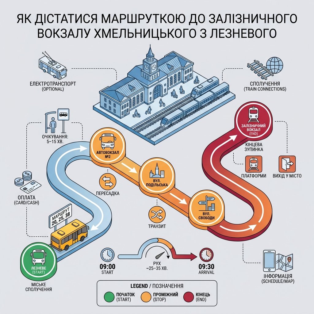 Як дістатися маршруткою до залізничного вокзалу Хмельницького з Лезневого