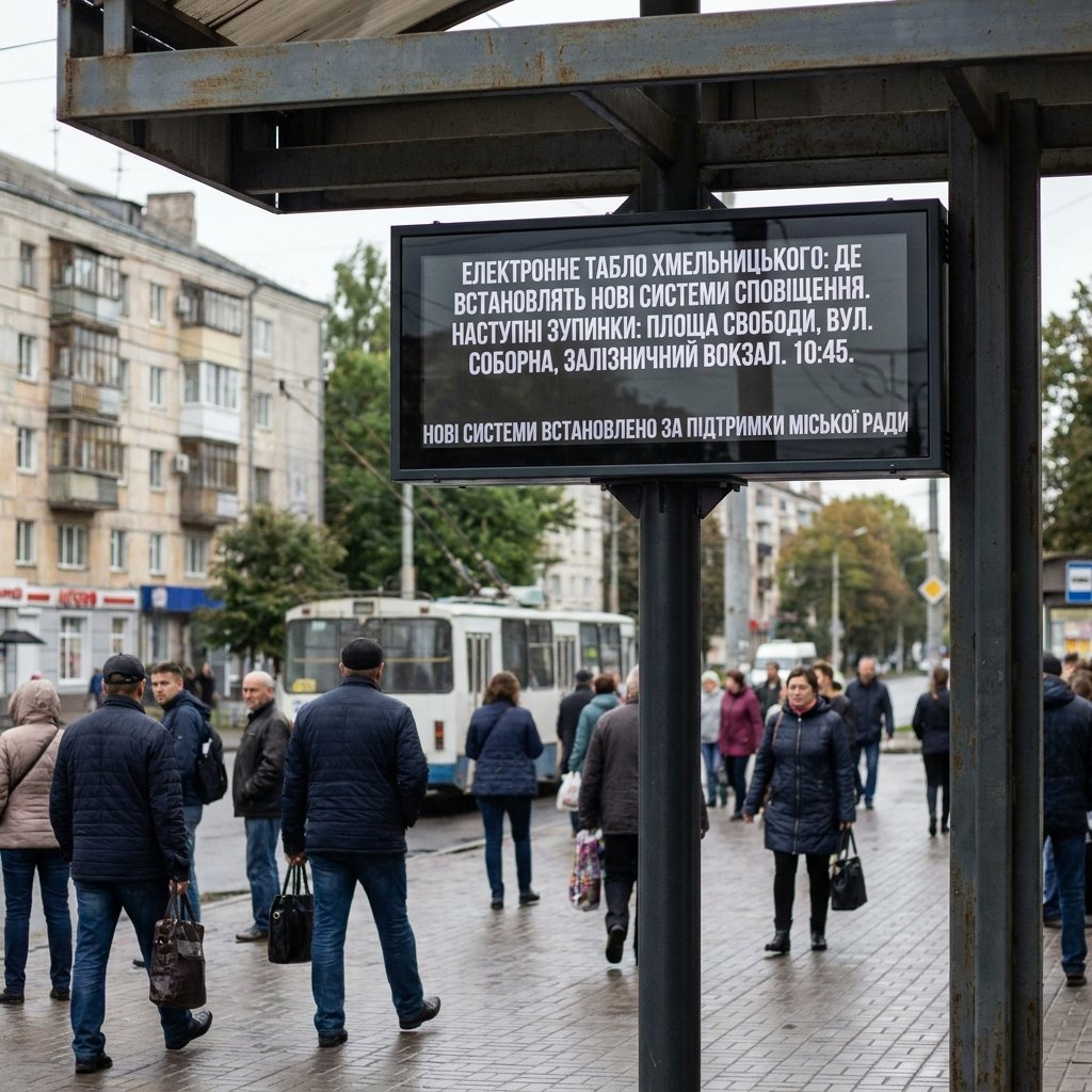 Електронне табло на зупинках Хмельницького: де встановлять нові системи сповіщення