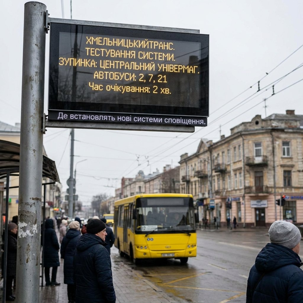 Електронне табло на зупинках Хмельницького: де встановлять нові системи сповіщення