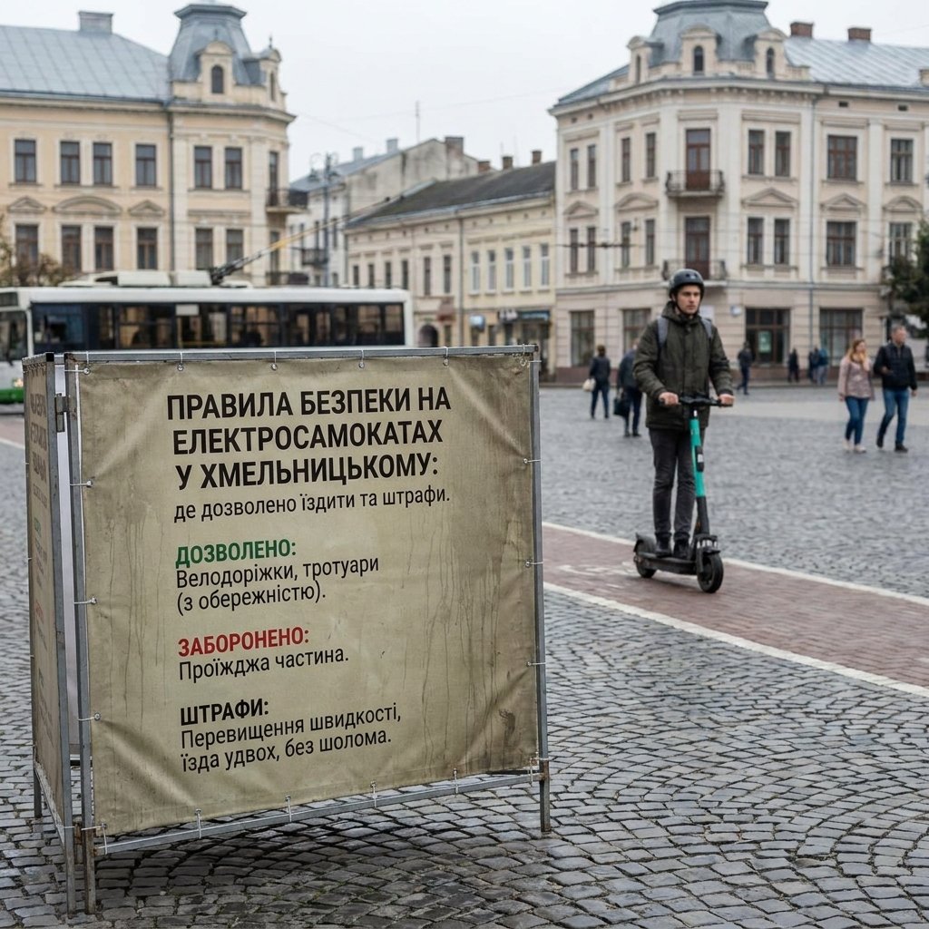 Правила безпеки на електросамокатах у Хмельницькому: де дозволено їздити та штрафи