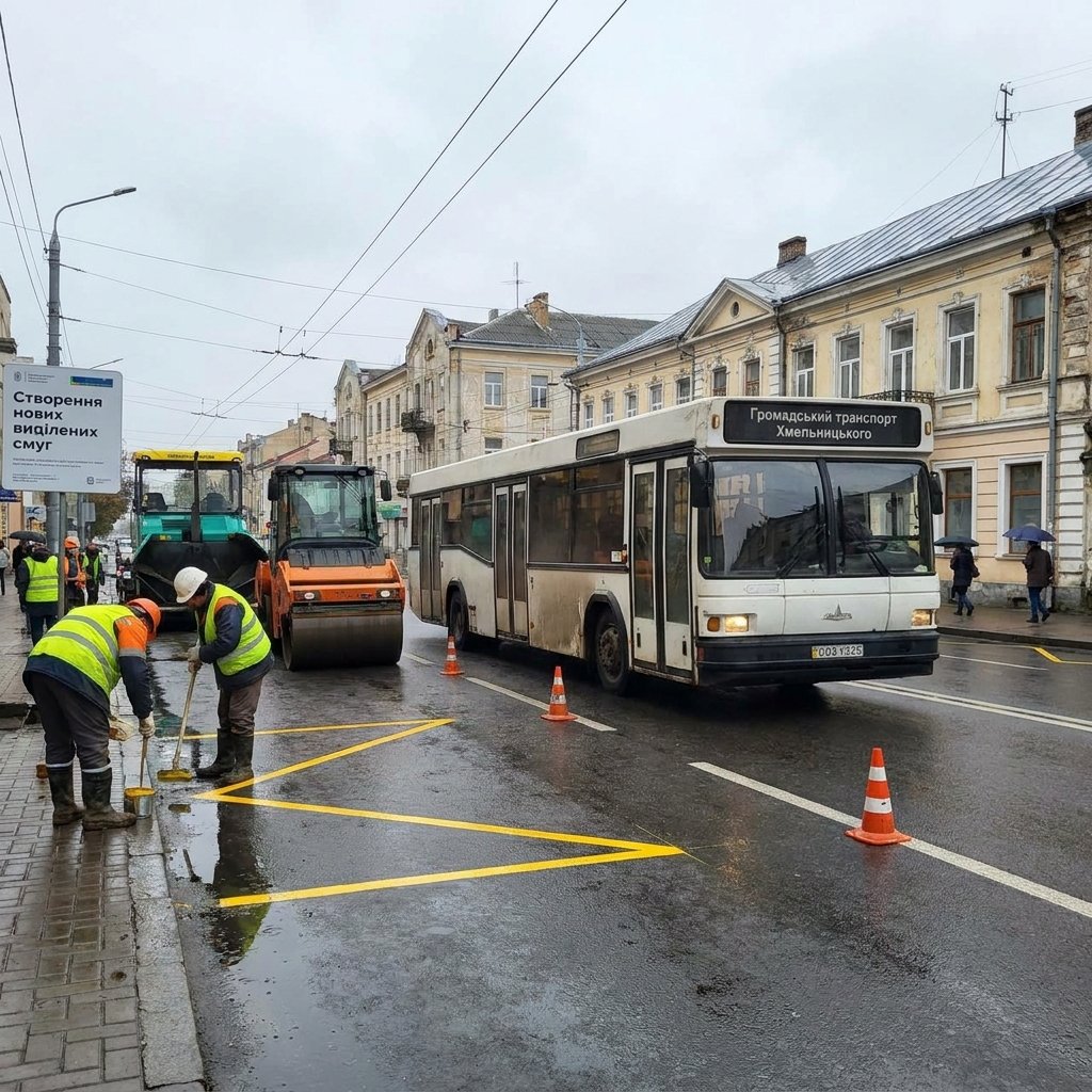 Створення нових виділених смуг для громадського транспорту у Хмельницькому