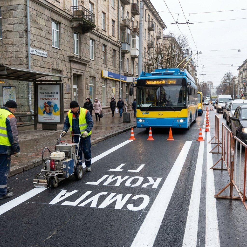 Створення нових виділених смуг для громадського транспорту у Хмельницькому